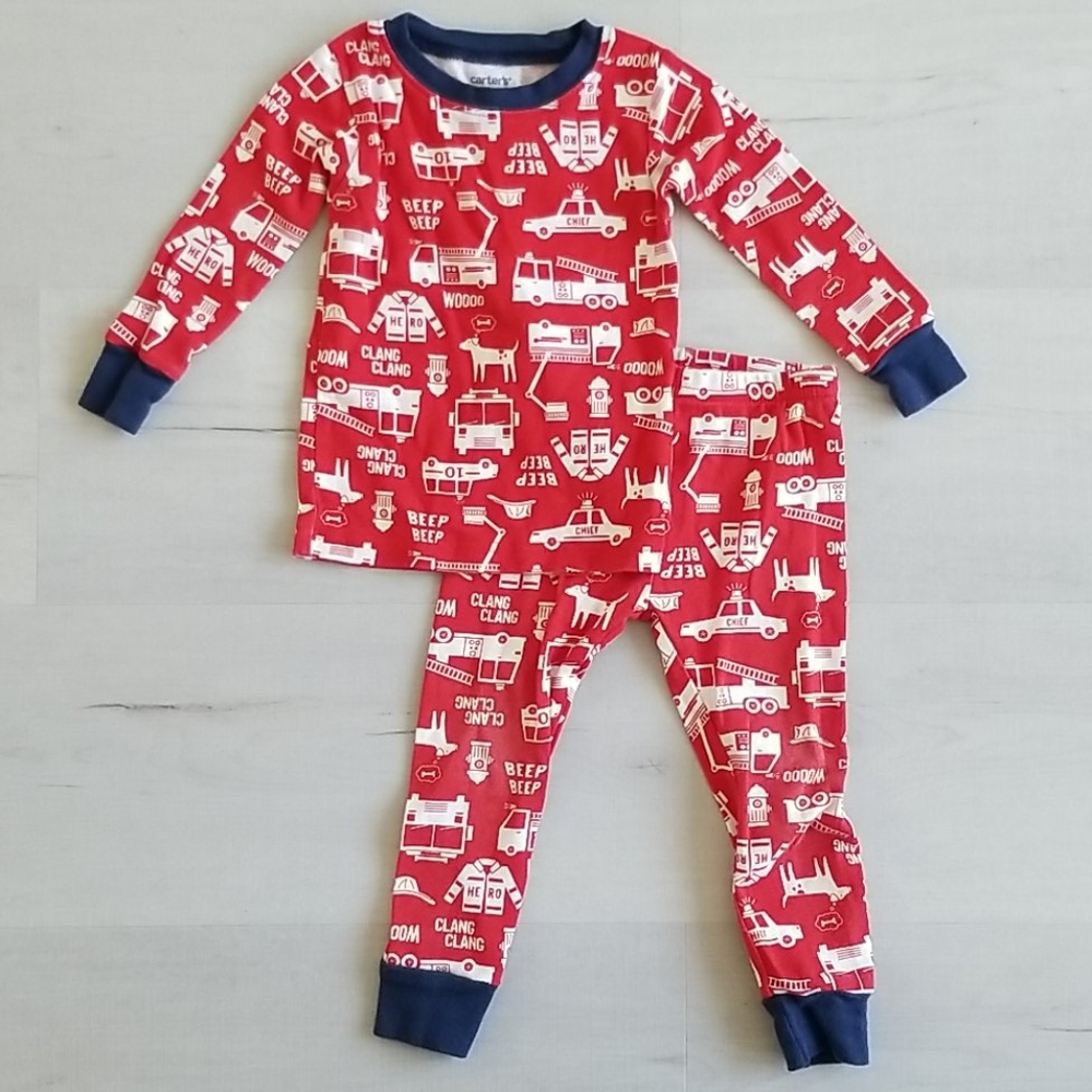 BABY FIRETRUCK PAJAMAS 18M - Picture 1 of 2